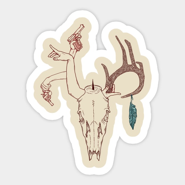 Deer Skull Tee Sticker by djdillustration